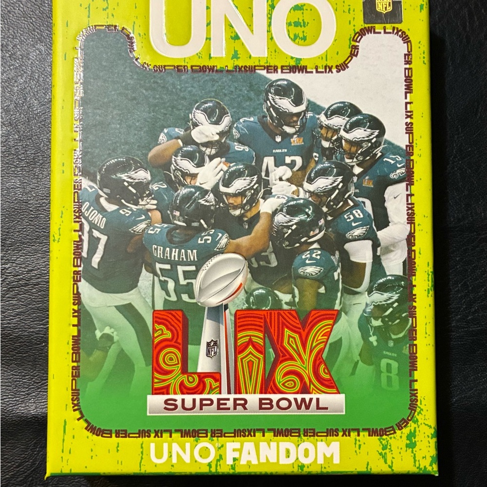 UNO Fandom Super Bowl LIX Eagles Card Game Limited Release Rare Sealed